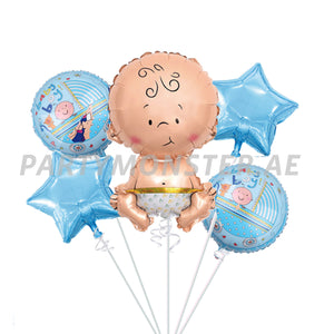 Baby boy foil balloons bouquet - PartyMonster.ae