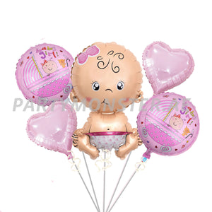 Baby girl foil balloons bouquet - PartyMonster.ae