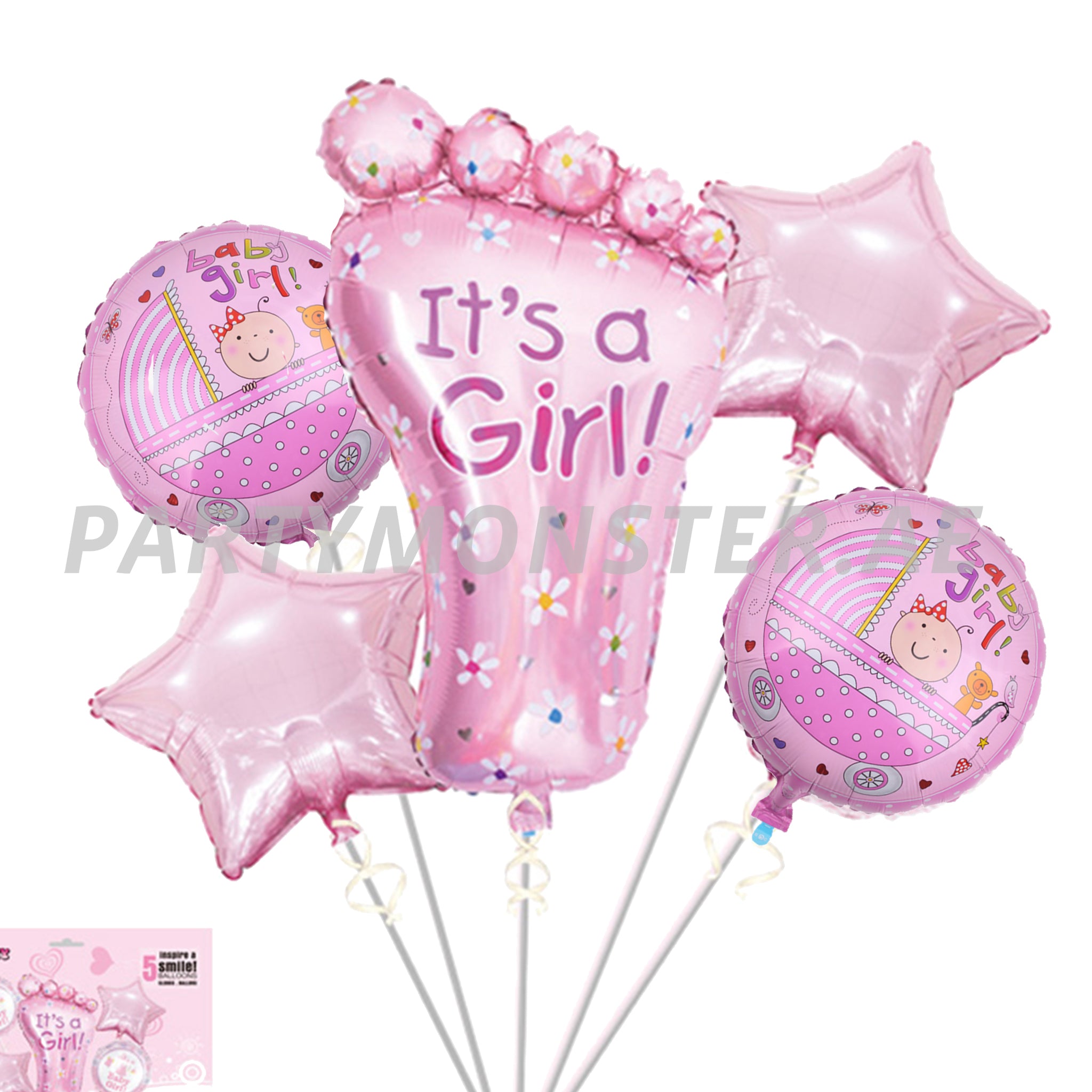 Baby Girl foot foil balloons bouquet - PartyMonster.ae