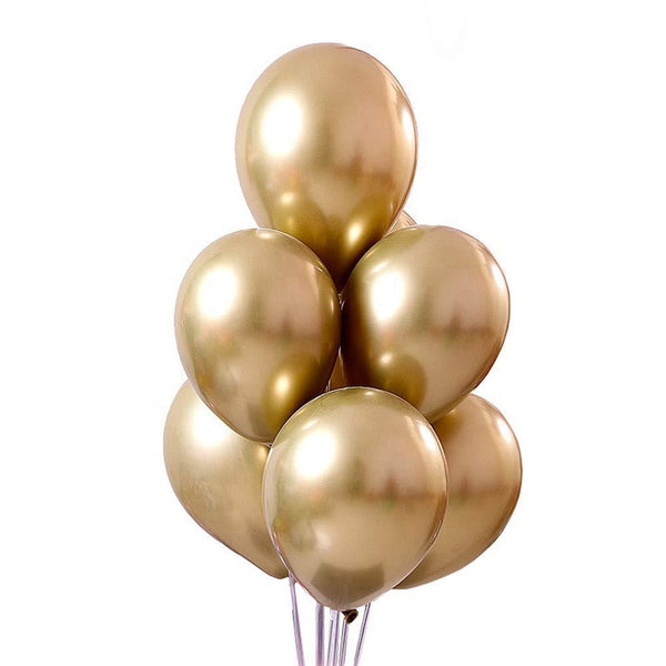 Golden chrome latex balloons bouquet for sale online in Dubai