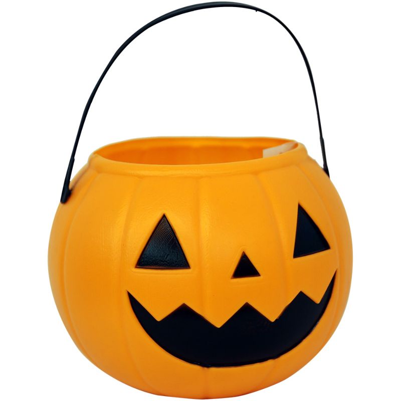 Small Halloween pumpkin shaped plastic bucket 9cm