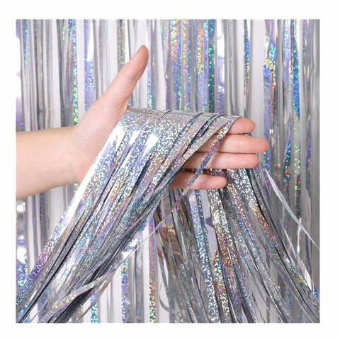 Silver Tassel/ tinsel Foil curtain, backdrop - PartyMonster.ae