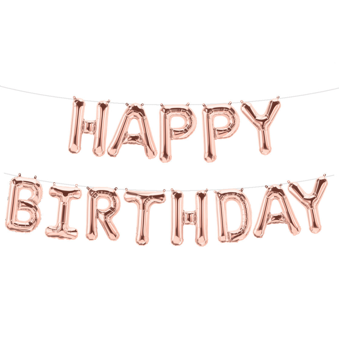 Rose Gold Happy Birthday Balloon Bunting Set - PartyMonster.ae