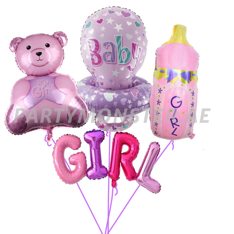 Girl foil balloons bouquet - PartyMonster.ae