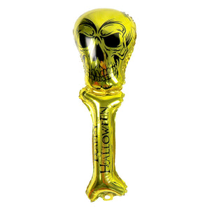 Golden skeleton Halloween balloon stick (air filled)