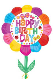 Happy Birthday Flower Supershape Colourful Foil Balloon -111 cm x 83cm - PartyMonster.ae