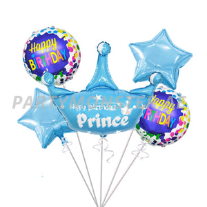 Happy Birthday Prince foil balloons bouquet - PartyMonster.ae