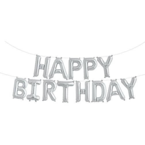 Silver Happy Birthday Balloon Bunting Set - PartyMonster.ae