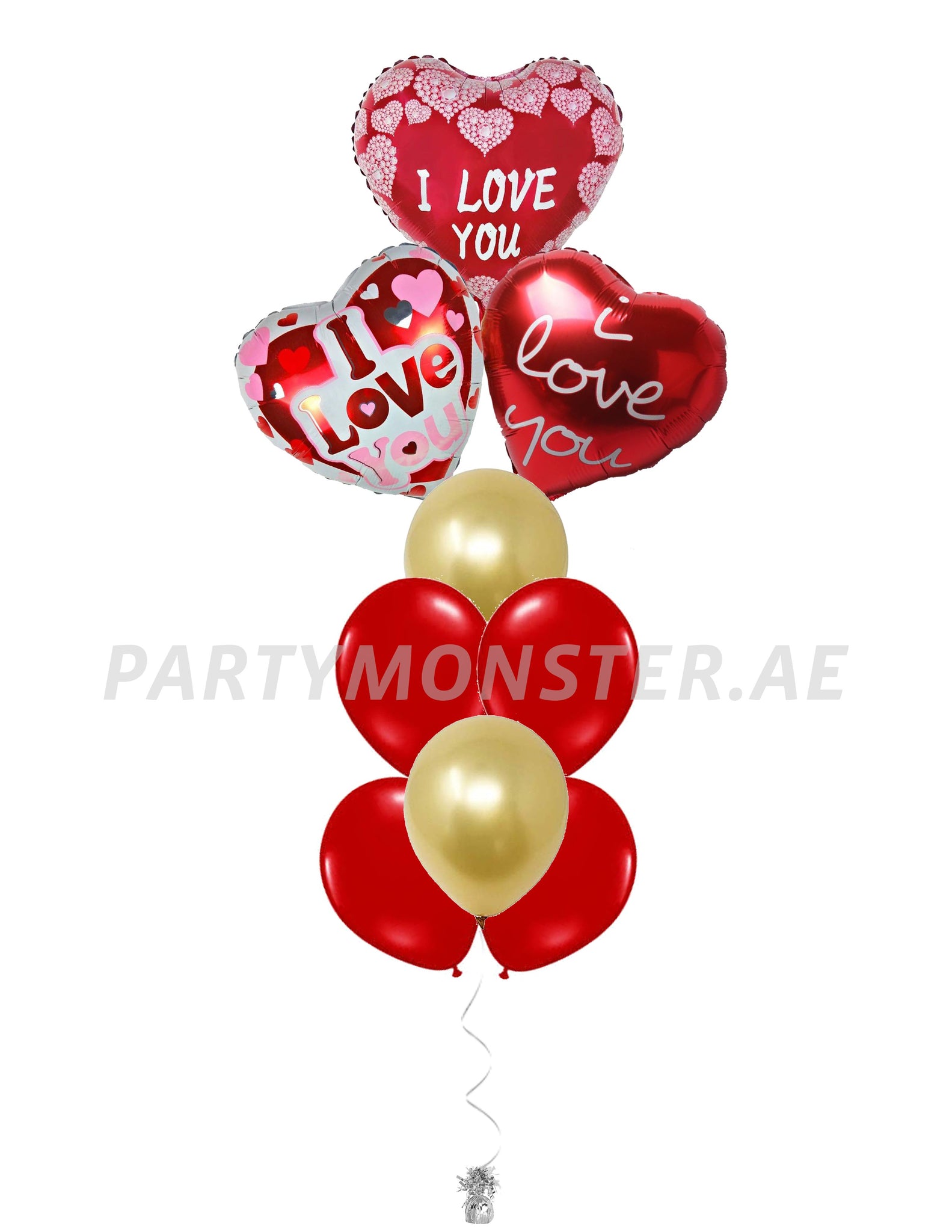 I Love You foil balloons bouquet 1 - PartyMonster.ae
