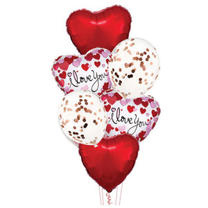 I Love You foil balloons bouquet 3 - PartyMonster.ae