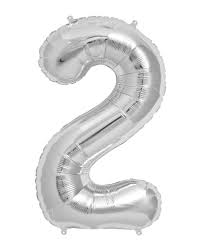 Number 2 Silver Balloon 40" - PartyMonster.ae