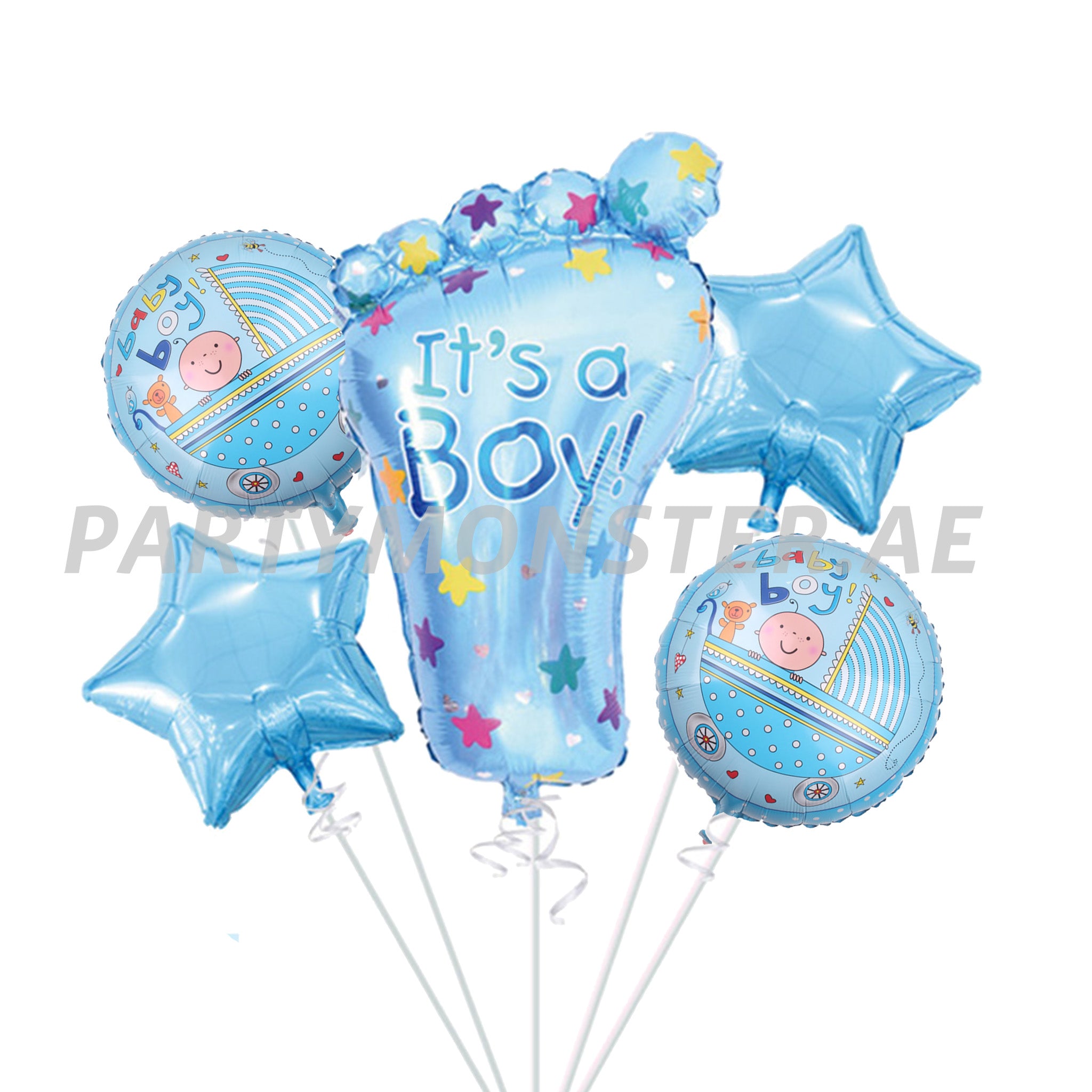 It's a boy baby foot foil balloons bouquet - PartyMonster.ae