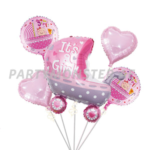 Baby girl pram foil balloons bouquet - PartyMonster.ae