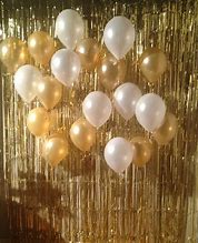 Light Gold Tassel/ tinsel Foil curtain, backdrop 2m - PartyMonster.ae