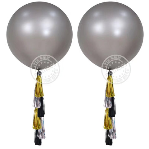 Grey Latex Round Balloon - 3 Feet - PartyMonster.ae