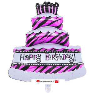 Purple Happy Birthday Tier Cake Foil Balloon - 40in - PartyMonster.ae
