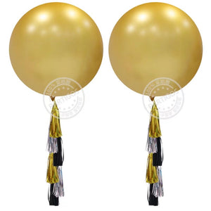 Golden Latex Round Balloon - 3 Feet - PartyMonster.ae