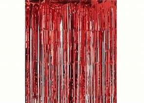 Red Tassel/ tinsel Foil curtain, backdrop 2m - PartyMonster.ae