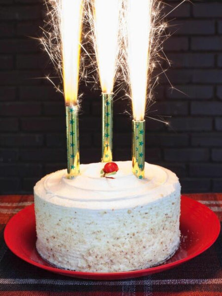 sparkling candles on a cake