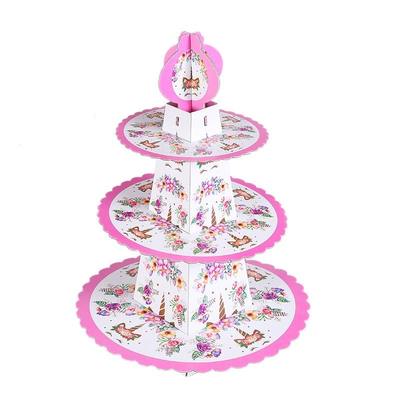 Unicorn style 1 themed cupcake stand- 3 tier - PartyMonster.ae