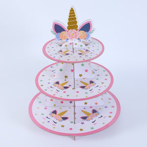 Unicorn themed style 3 cupcake stand- 3 tier - PartyMonster.ae