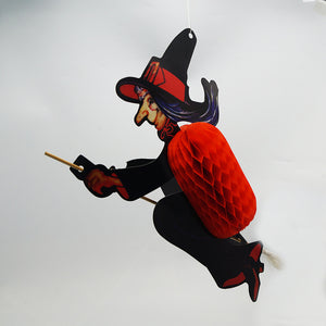Witch shaped honeycomb hanging decoration