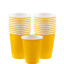 Yellow Paper Cups - 10pcs - PartyMonster.ae